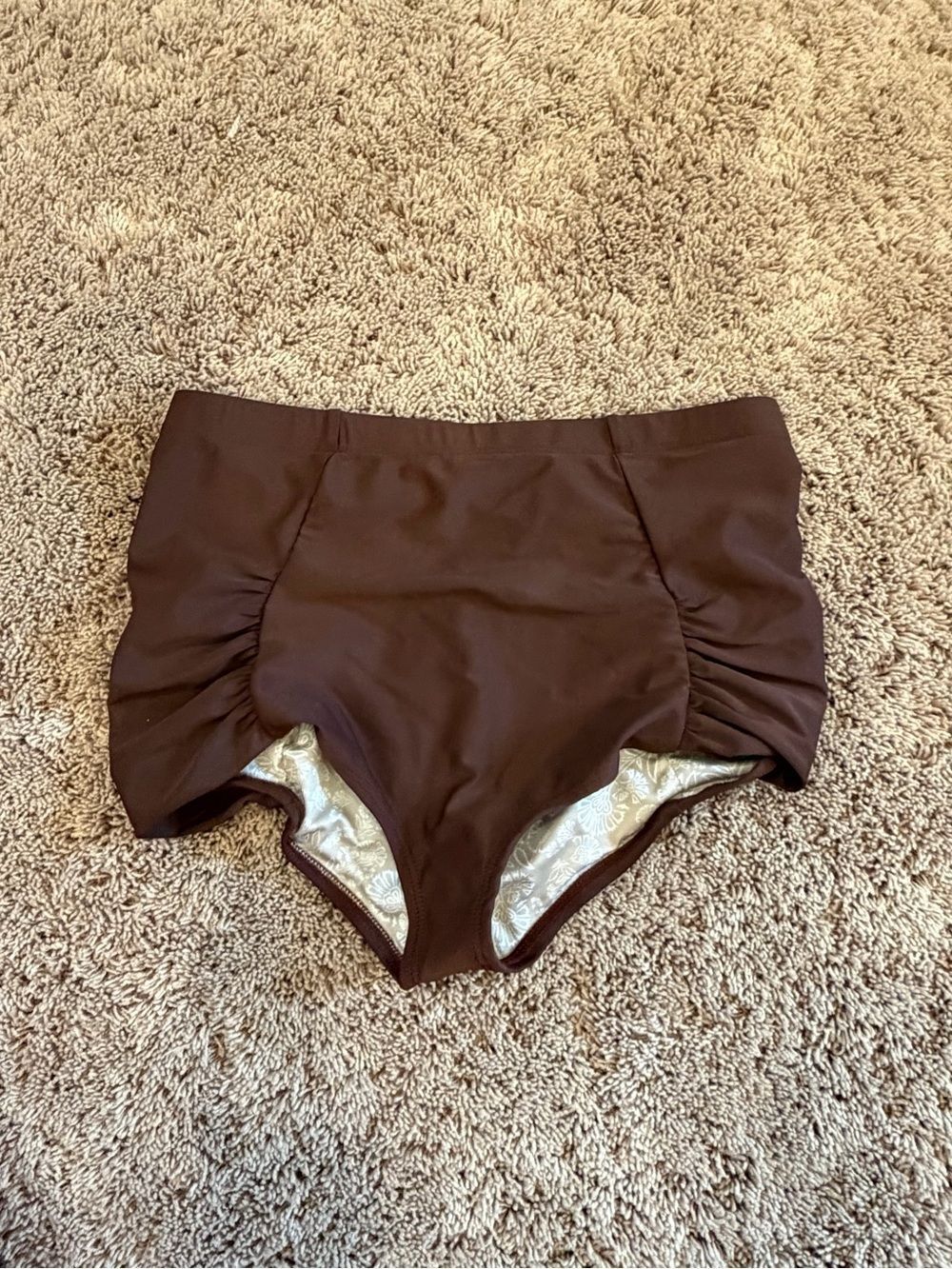 New medium free people beach faye surf swim bottoms shorts brown High-Waist